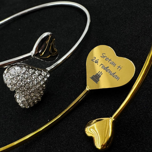 Narukvica "Srce cirkoni" s gravurom